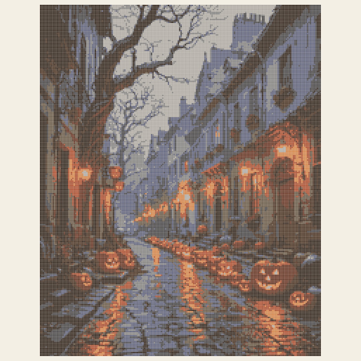 Kreuzstich-Vorlage Halloween Alley nach Unknown