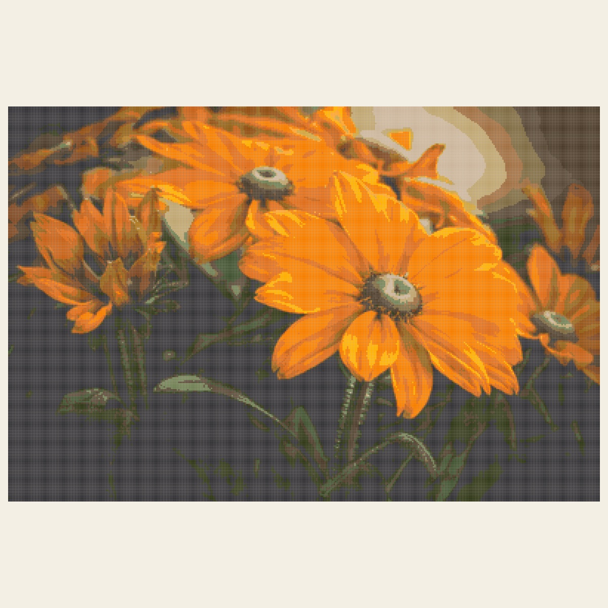 Kreuzstich-Vorlage Flowers nach Unknown