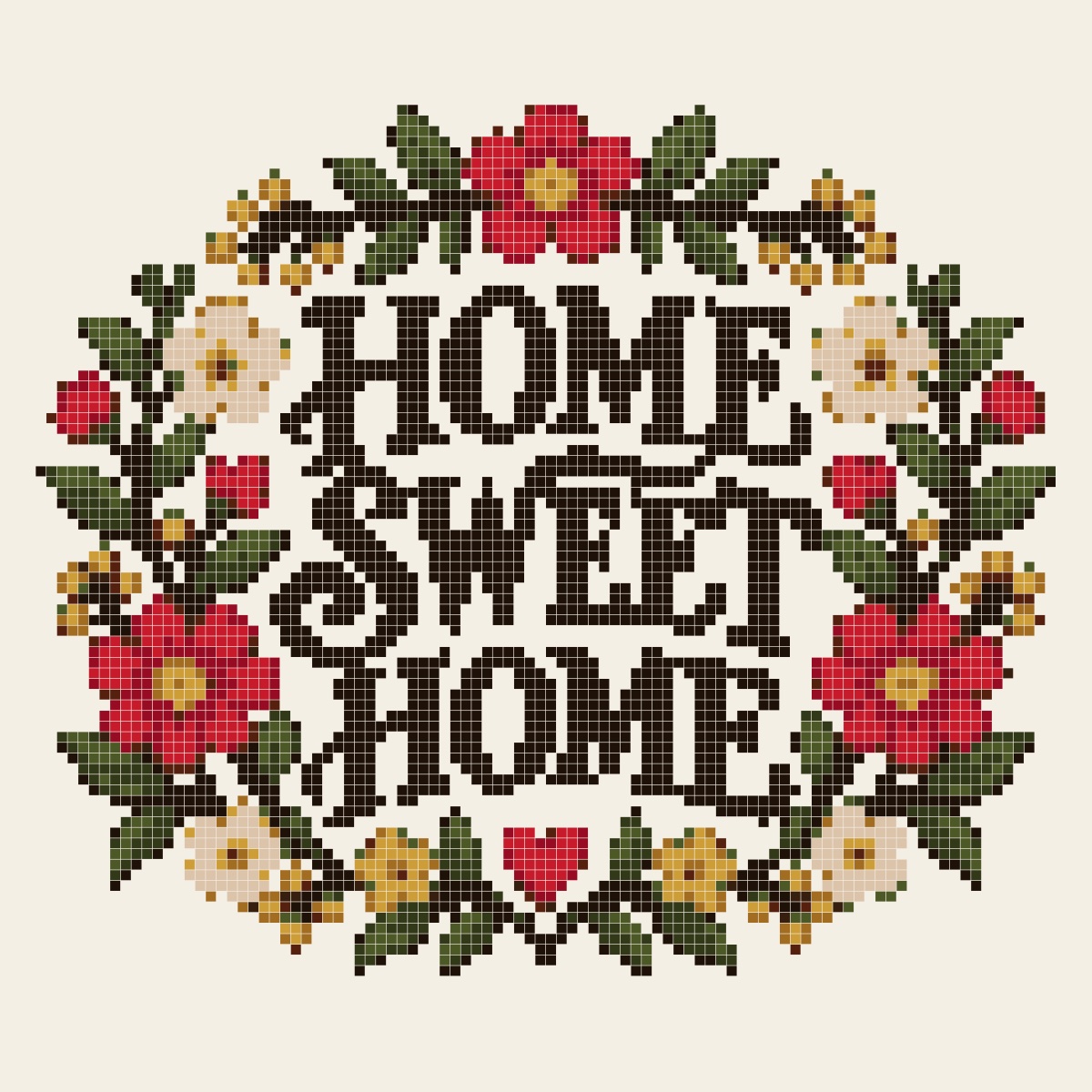 Kreuzstich-Vorlage Home Sweet Home nach xstitchr