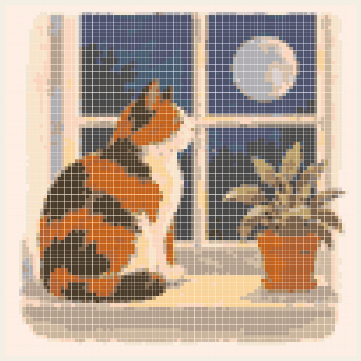 Kreuzstich-Vorlage Window Cat nach xstitchr.com
