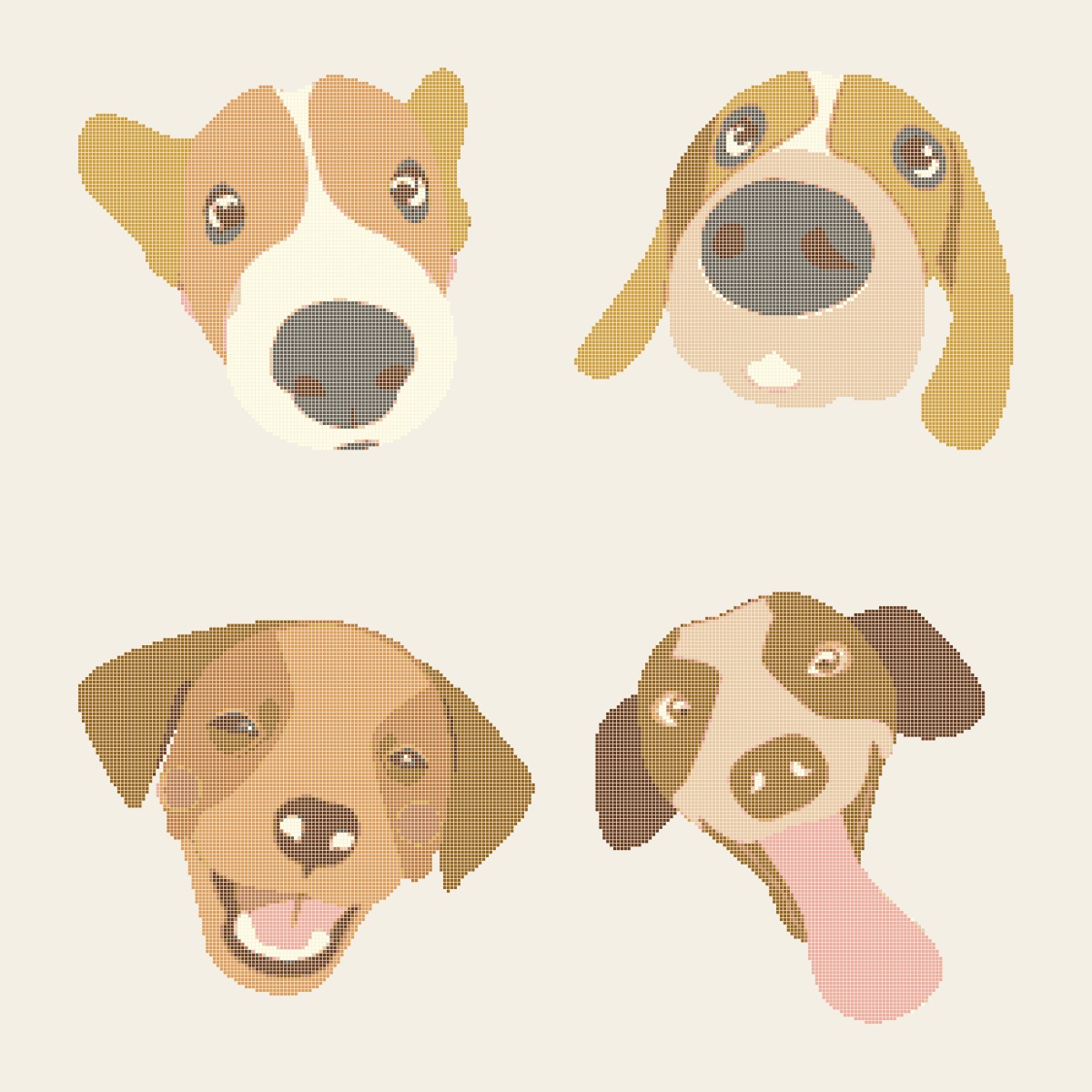 Kreuzstich-Vorlage Four in One Dogs nach Ibu